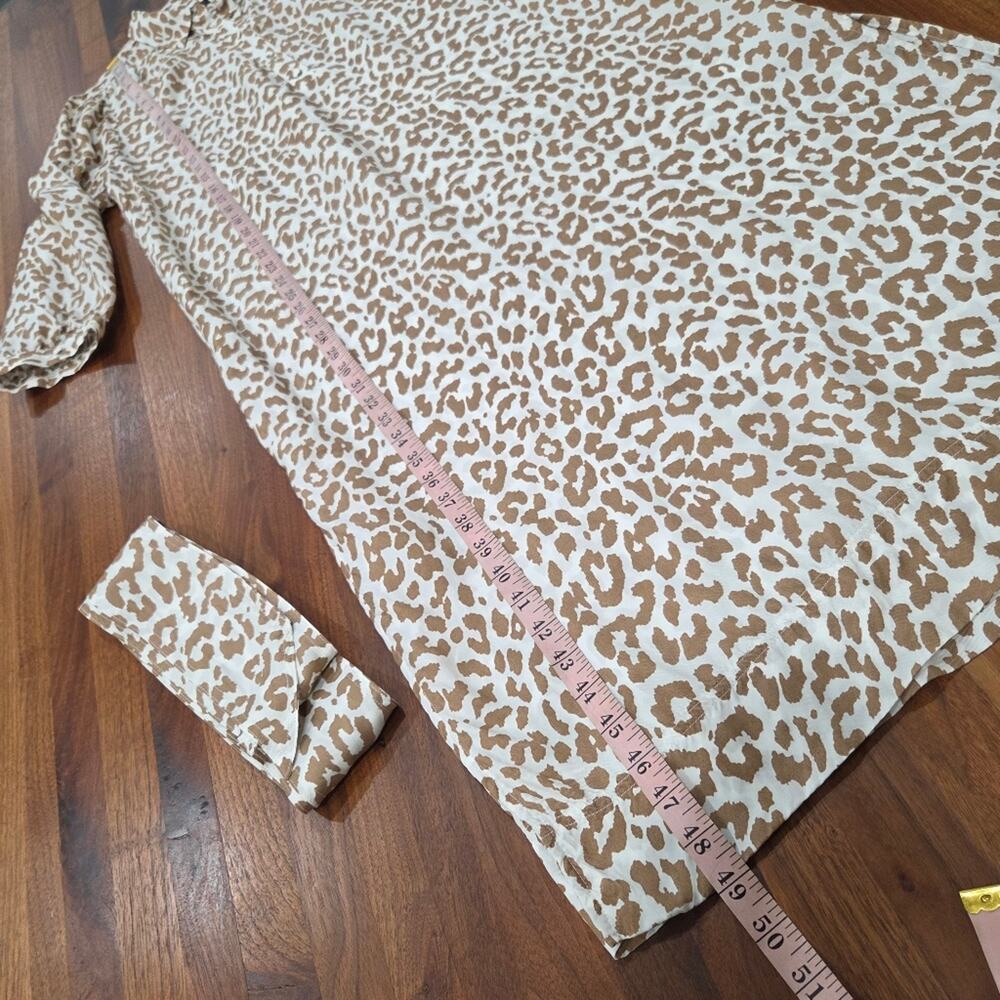 J. Crew Tie Waist Shirt Dress Bold Leopard Print Button-Up Maxi Dress Size 12 - Picture 11 of 12